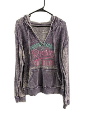 PRCA Purple Burnout Hoodie Embroidered Embellished Graphics Size Large Y2K
